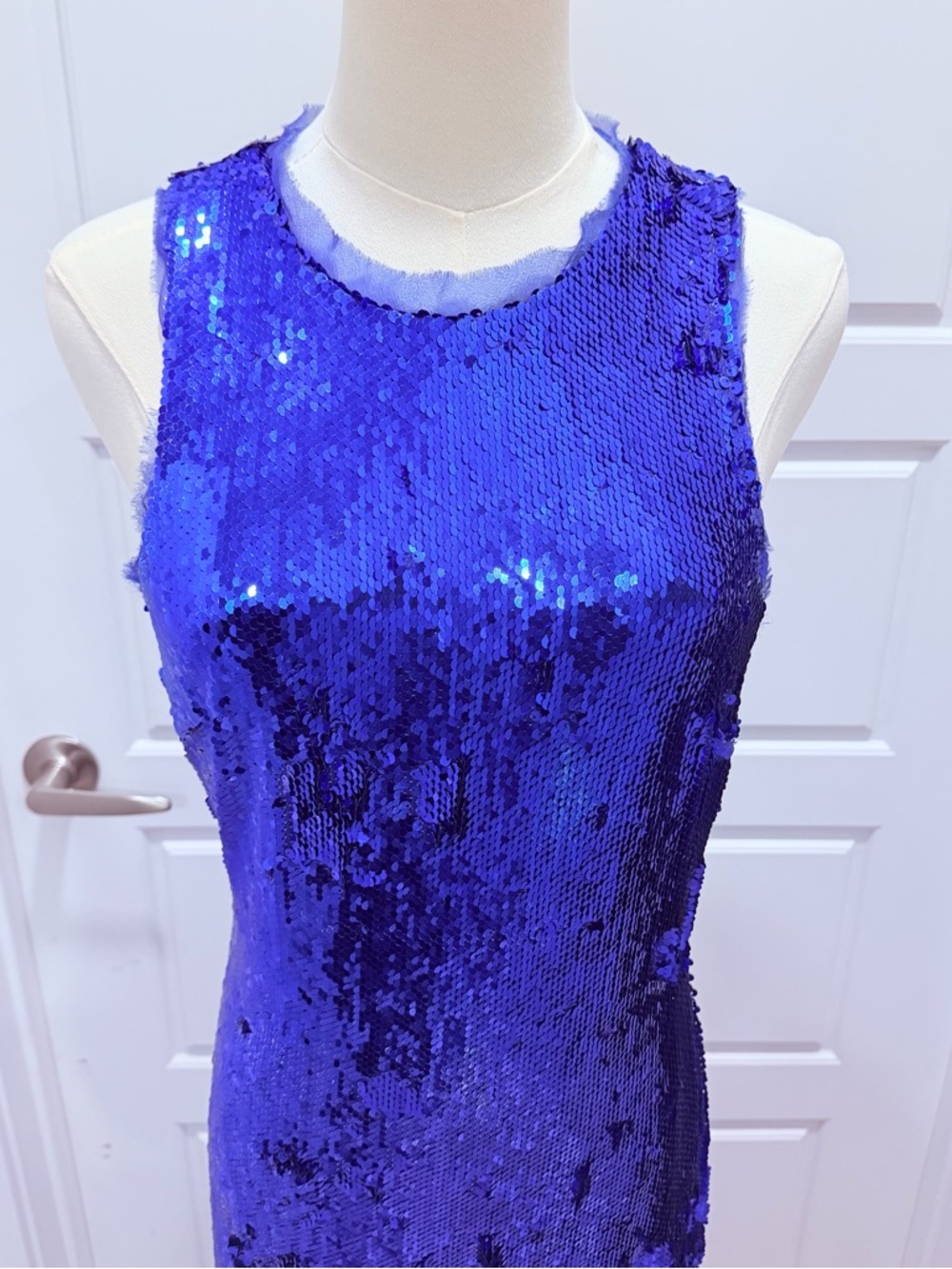 Halston Heritage Electric Blue Sequin Maxi Dress - Picture 6 of 11